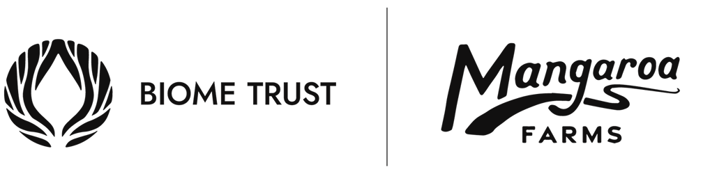 Biome Trust logo and Mangaroa Farms logos side by side