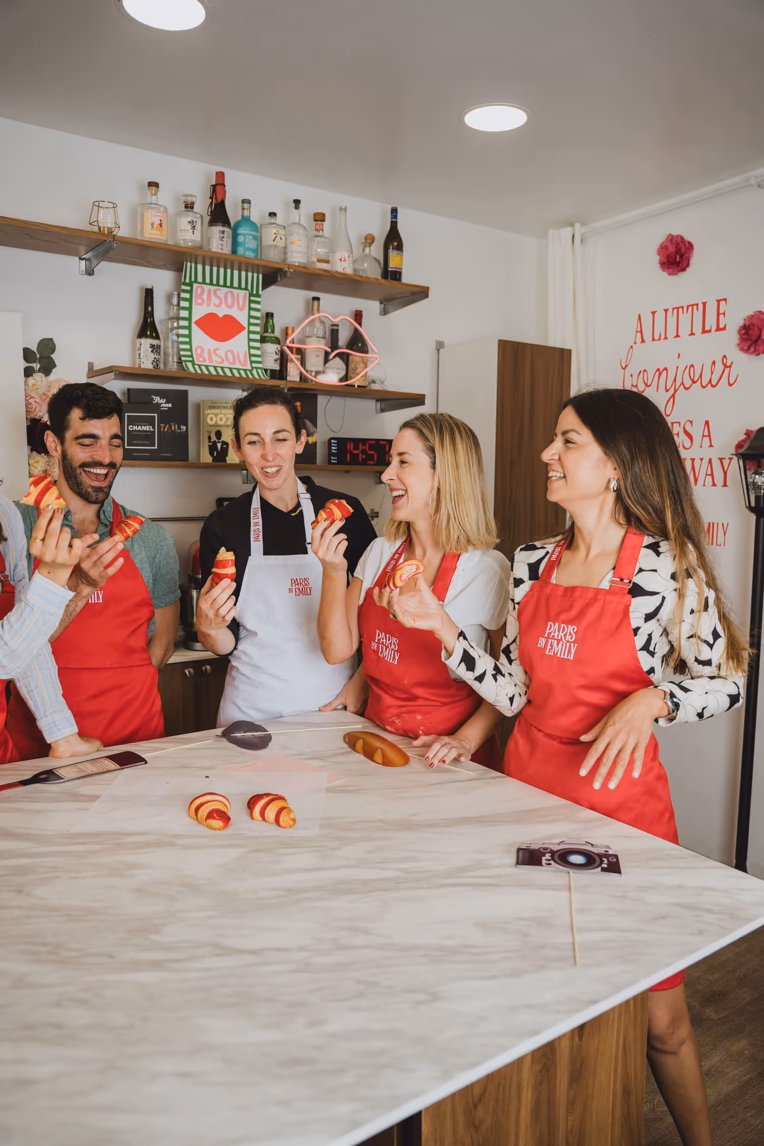 Croissant making guests eating their final products