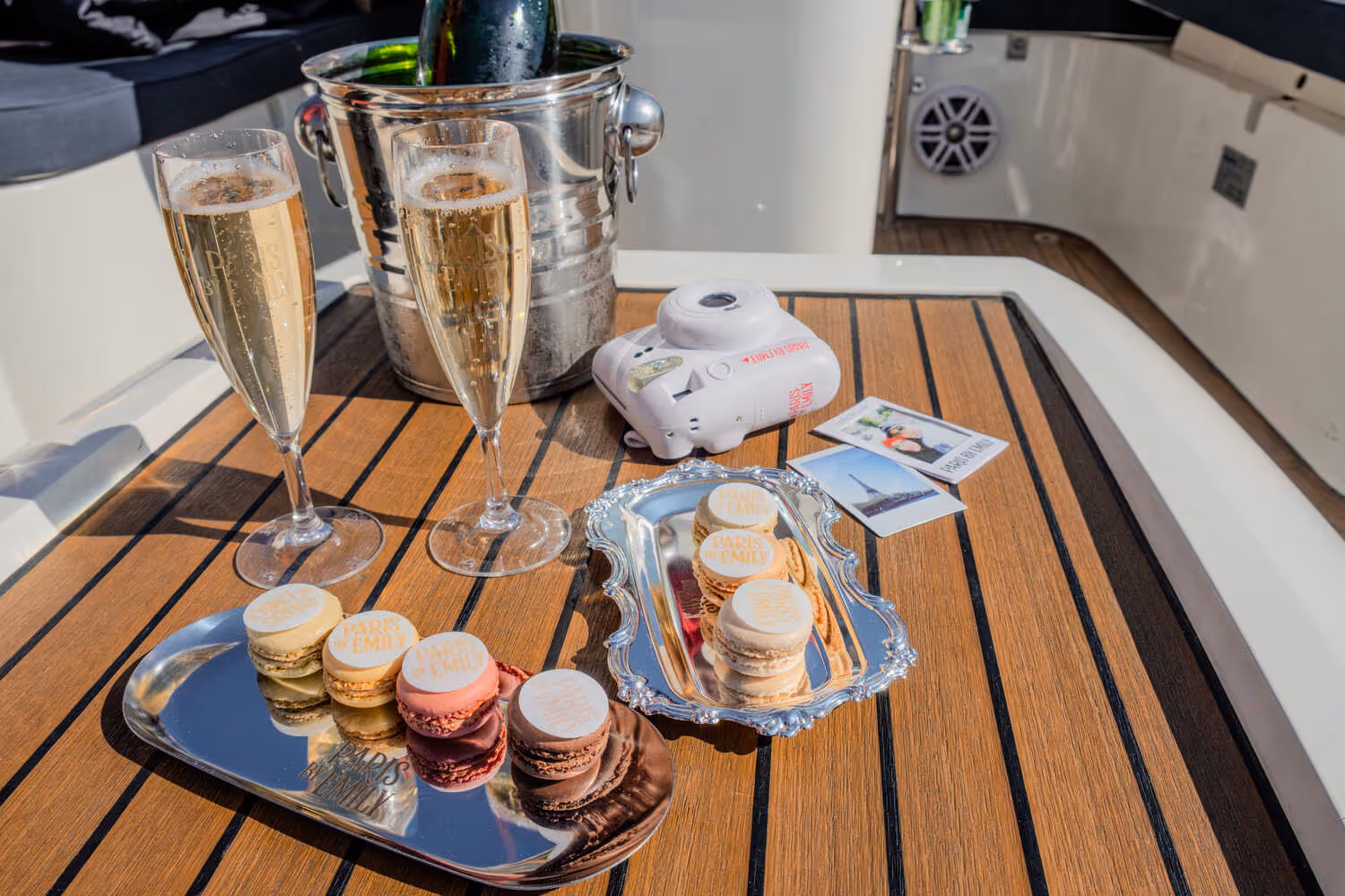 Seine Cruise macarons and champagne