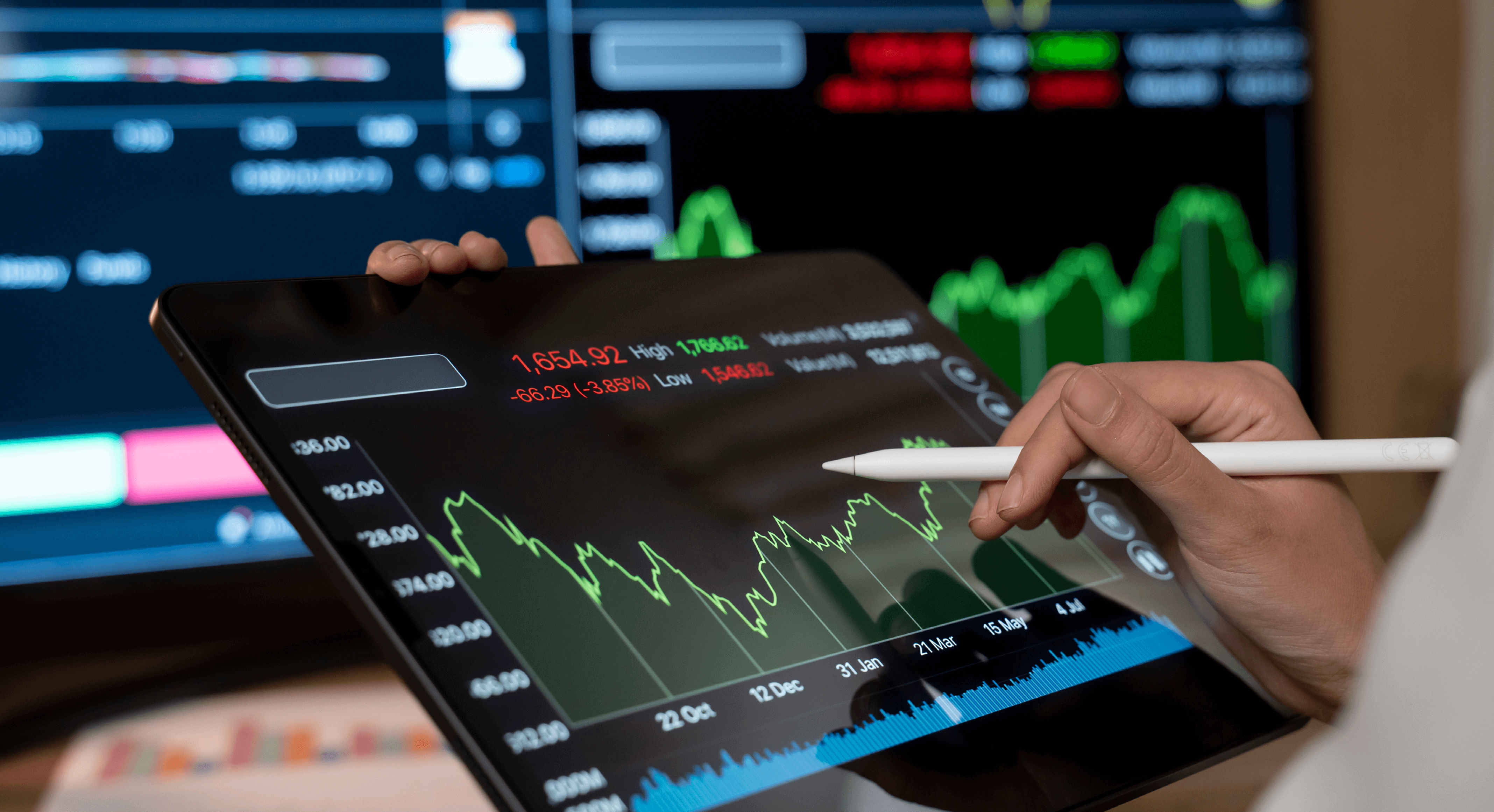 trading on a tablet - AI Algorithmic Financial Trading	