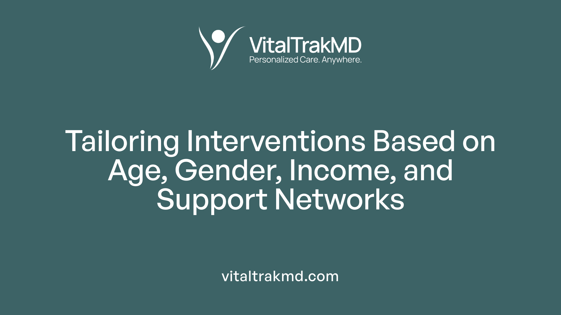 Tailoring Interventions Based on Age, Gender, Income, and Support Networks
