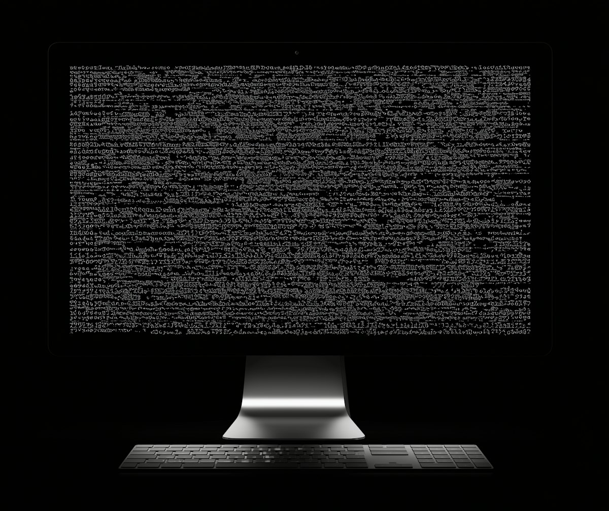 Pantalla de computadora con líneas de código en fondo oscuro
