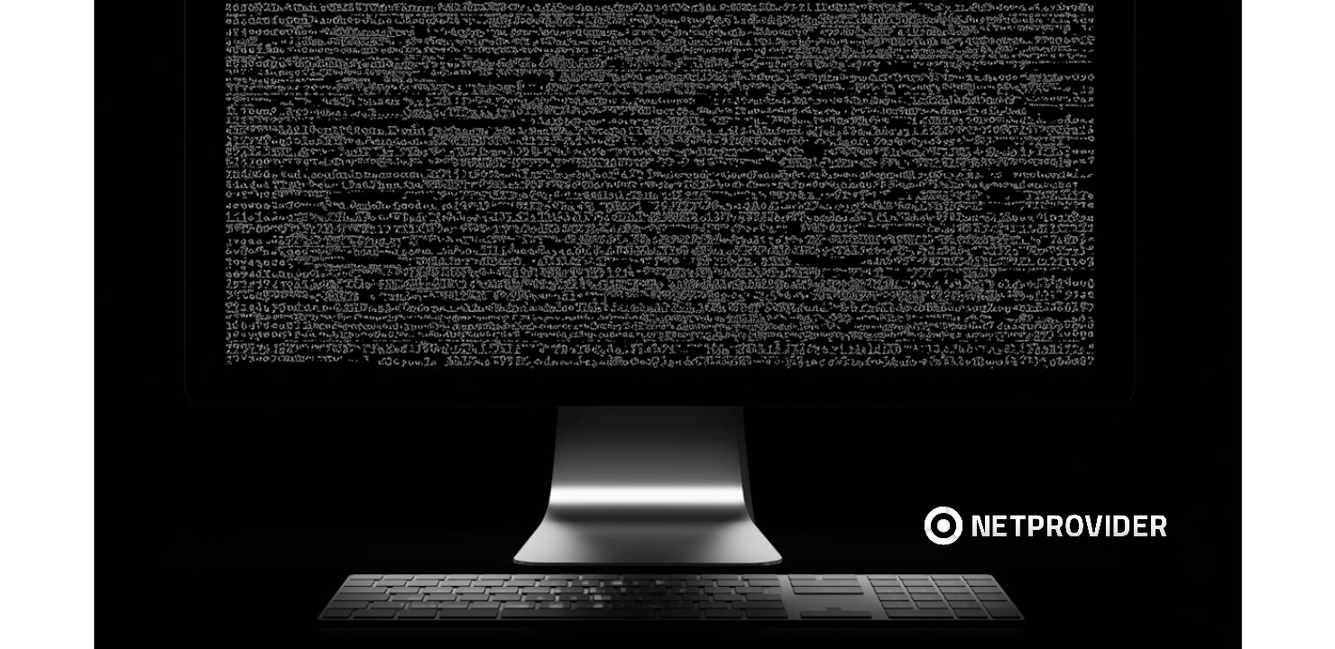 Pantalla de computadora con líneas de código en fondo oscuro