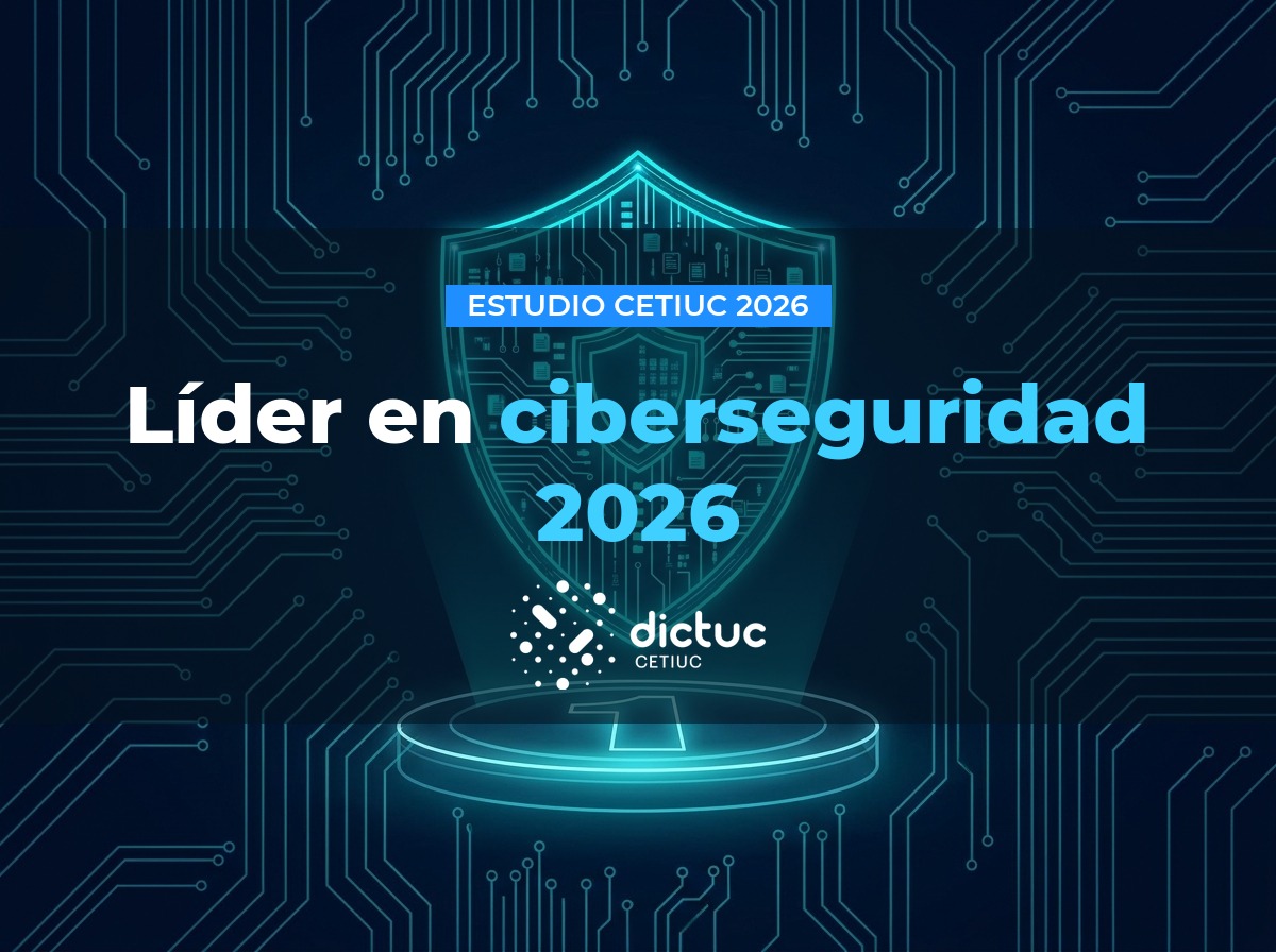 Netprovider líder en ciberseguridad 2026, estudio CETIUC: escudo digital sobre podio con el número uno y logo de Dictuc CETIUC