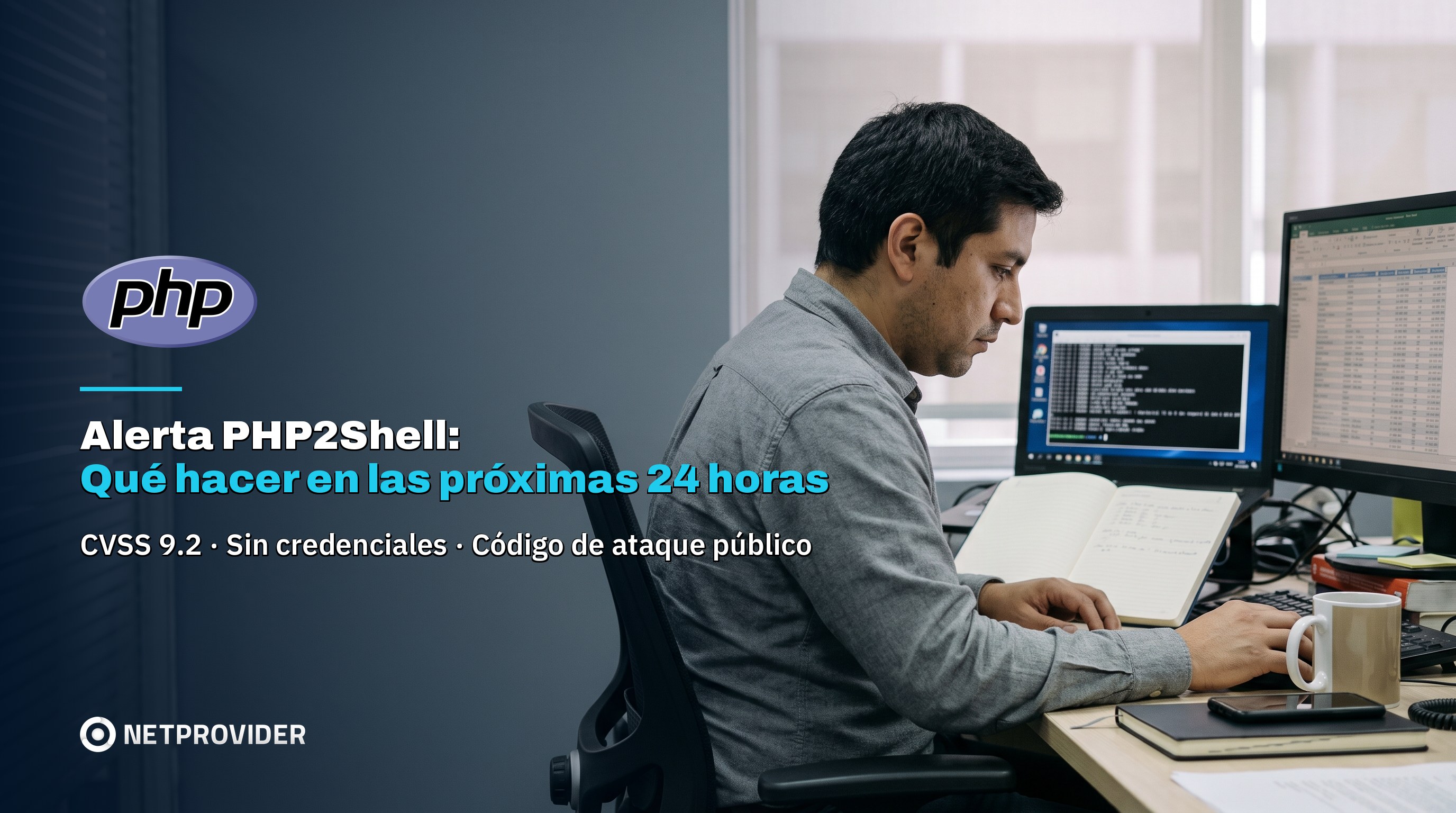 Administrador de sistemas revisa servidores en su oficina: alerta PHP2Shell, vulnerabilidad crítica de PHP y qué hacer en las próximas 24 horas
