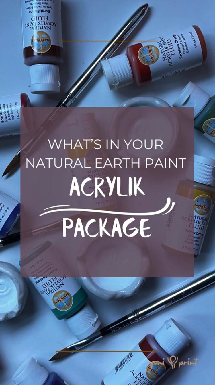 Purple graphic with "Acrylik Package" text over an image of paint and paint brushes.