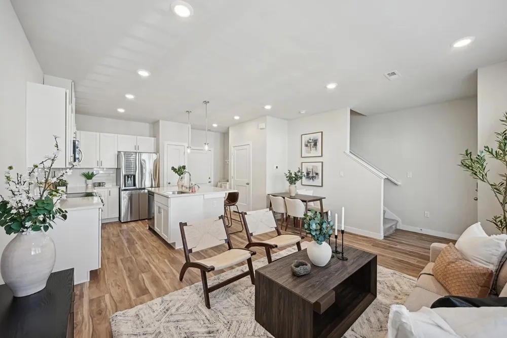 living area and kitchen