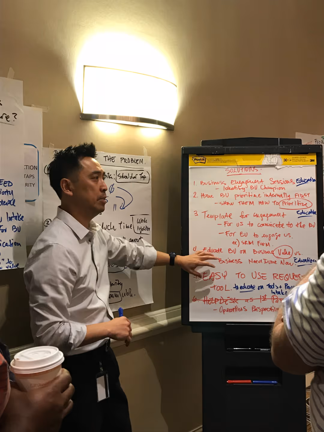 Man teaching in front of a white board
