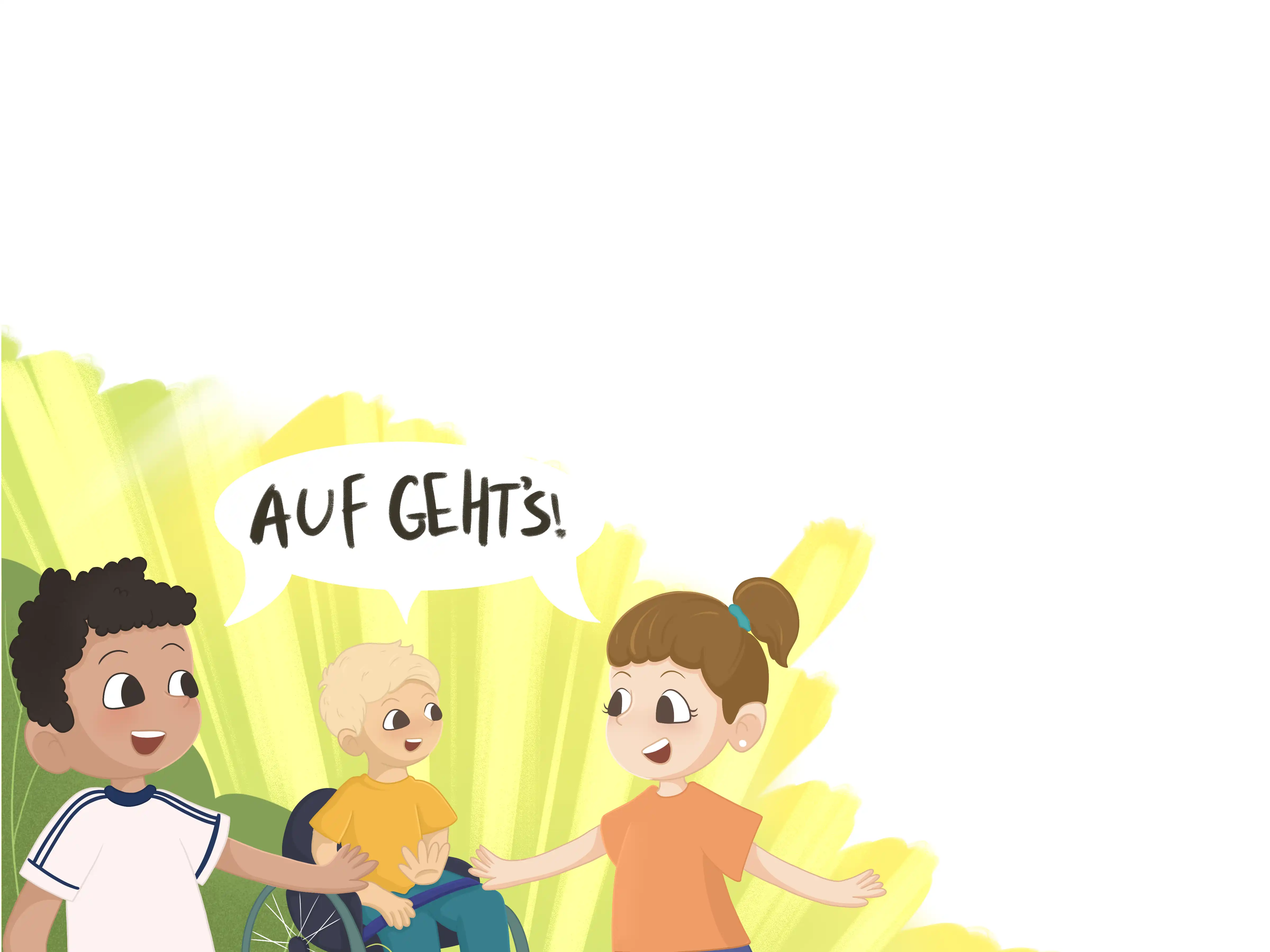 Illustration von Tommy, seiner Schwester und seinem Freund Maik