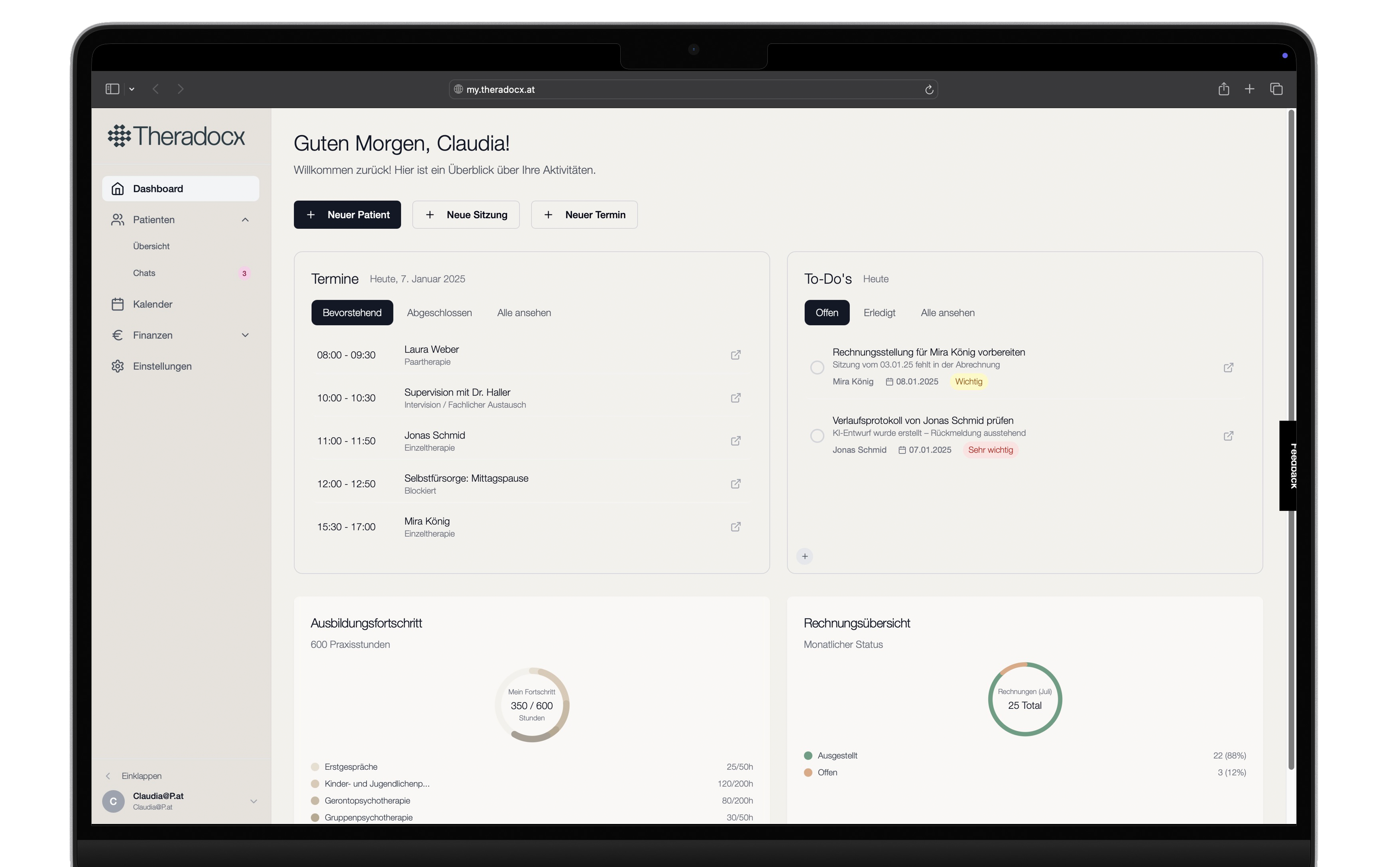 Theradocx Software App, Therapeuten App, Therapie
