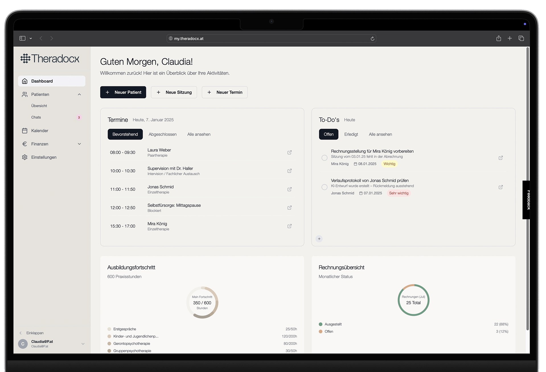 Theradocx App Vorschau