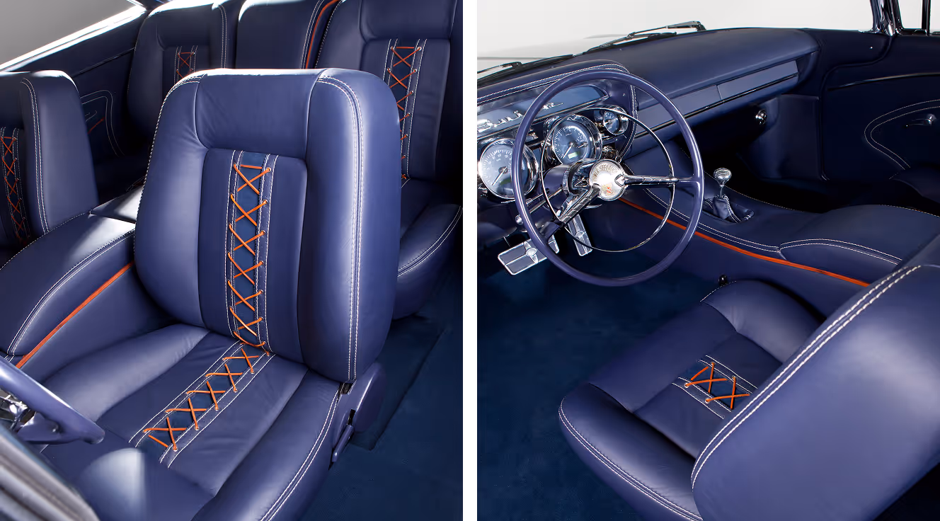 Interior by JS Custom Interiors with a nod to the "Blue Suede Shoes" theme.