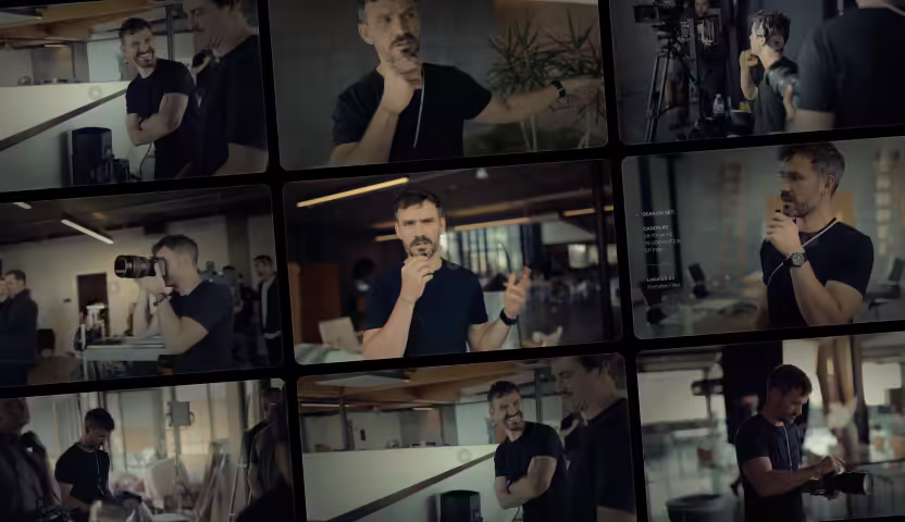 a collage of a man