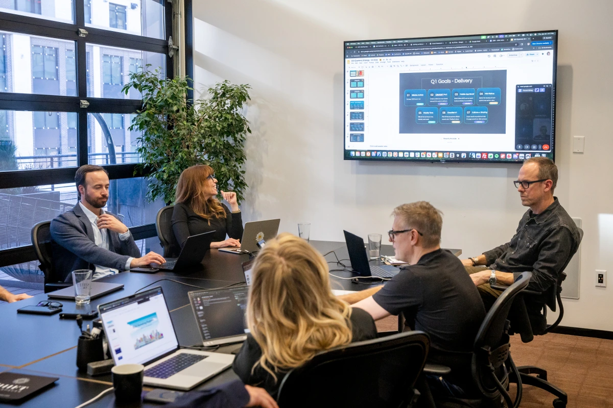 The 303 Software team in a strategy session