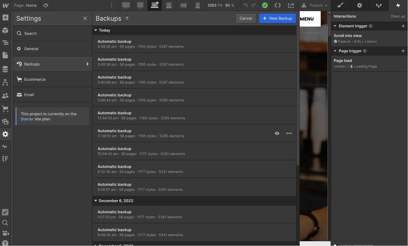Backups - Cappuccino X Webflow Template