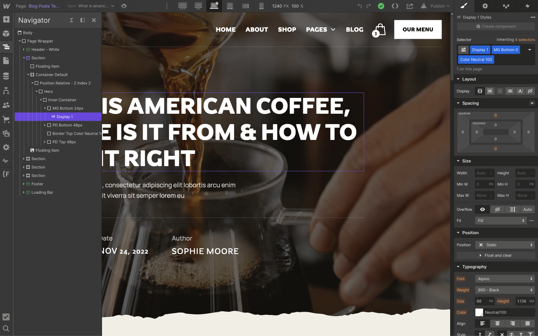 CMS Page - Caffeine X Webflow Template