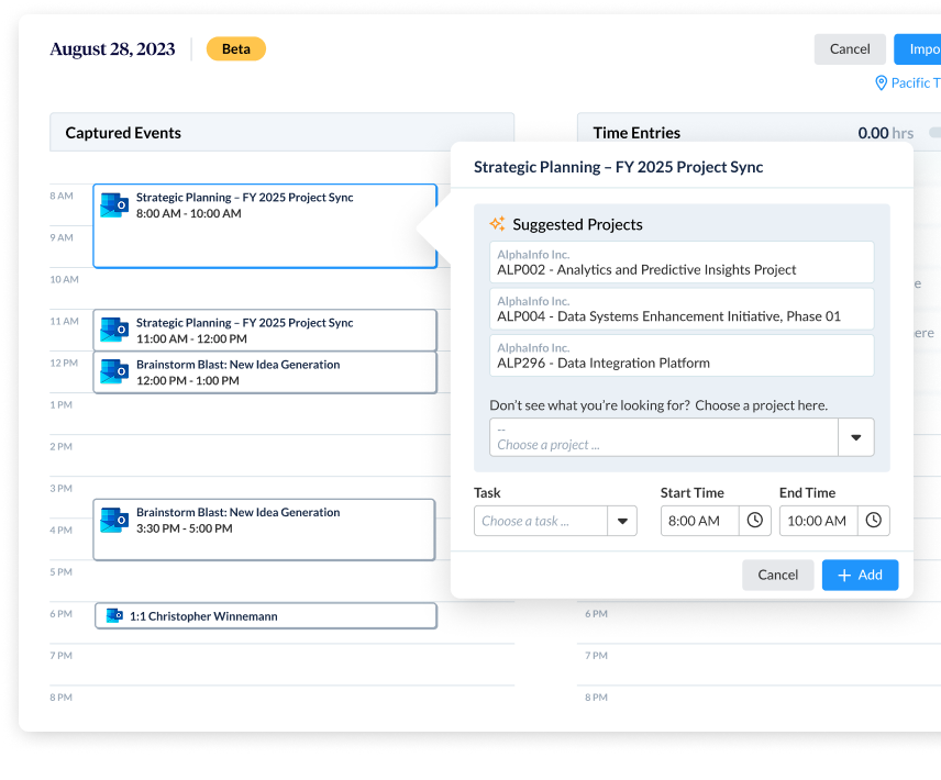clicktime calendar integration 