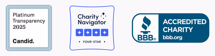 A blue and white logo for Charity Navigator.