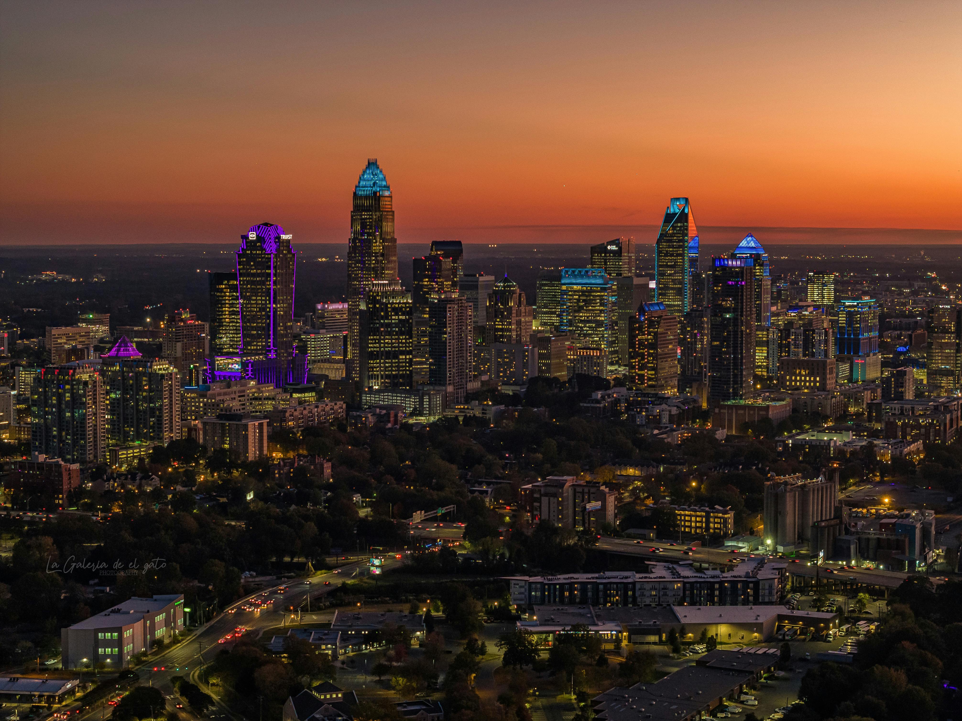 City skyline at sunset representing growth and success