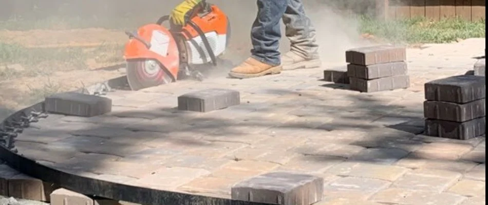 Patio pavers being installed in Greensboro, NC.