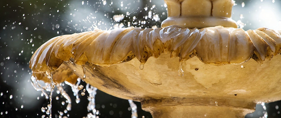 Fountain added to landscape in Winston-Salem, NC.