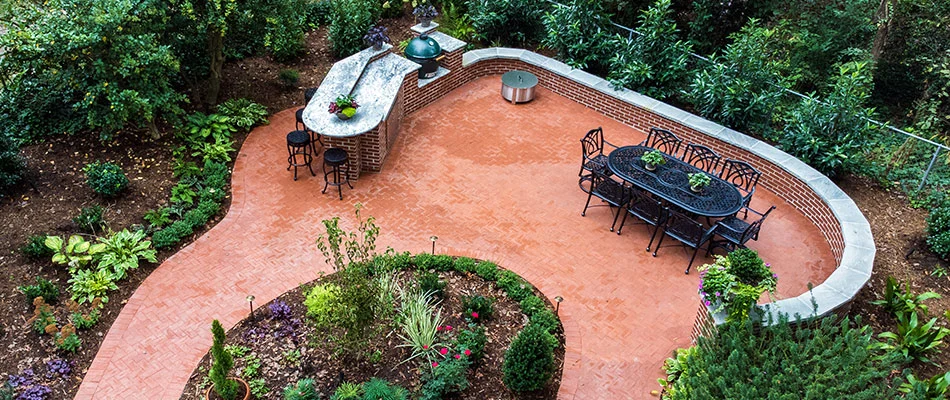 Seating wall installed for patio in Greensboro, NC.