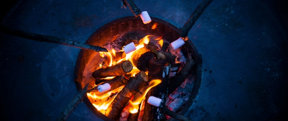 Wood fire pit with debris and ashes filling up in Greensboro, NC.