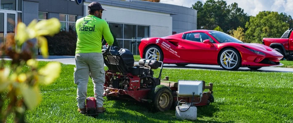 Crew Mowing Commercial Property