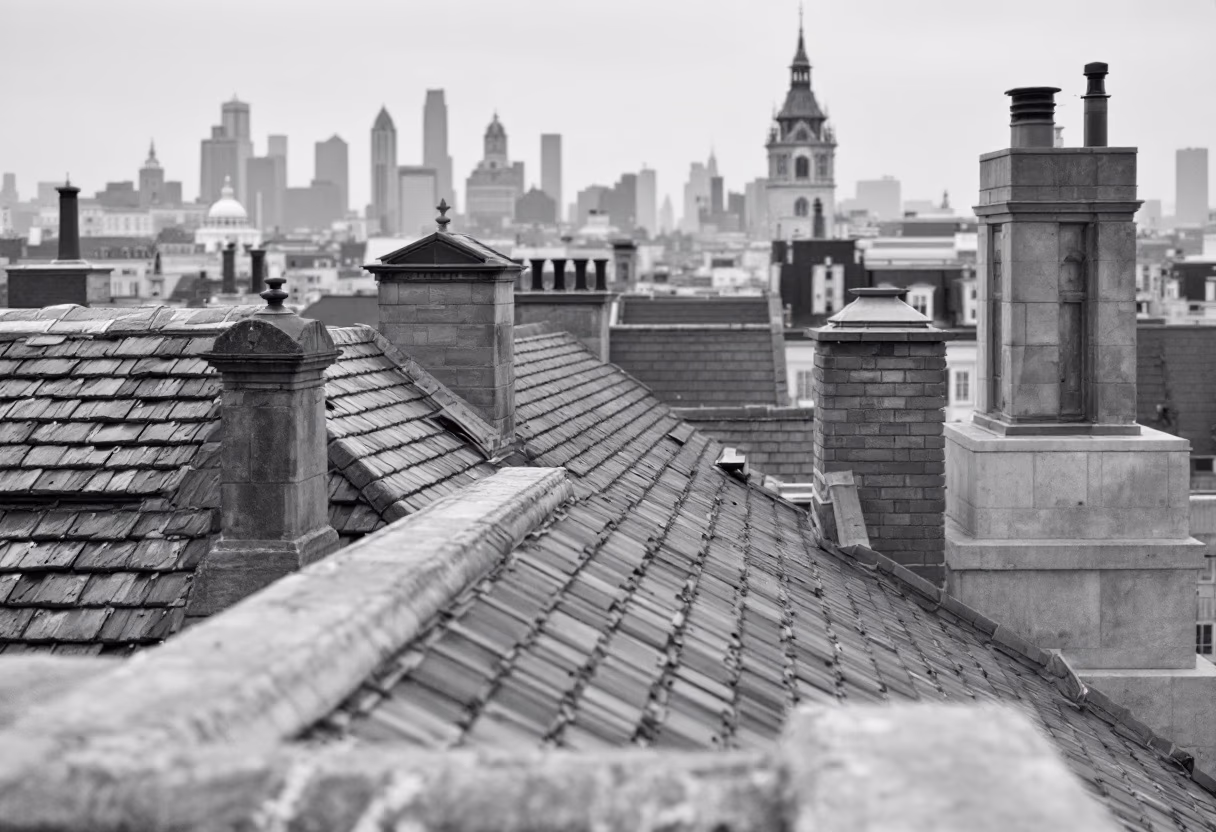 [background image] of downtown area (roofing contractor)