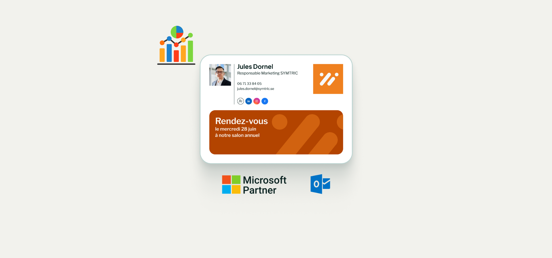 Illustration d’un tableau Google Analytics affichant les résultats d’une campagne avec source = signature Outlook