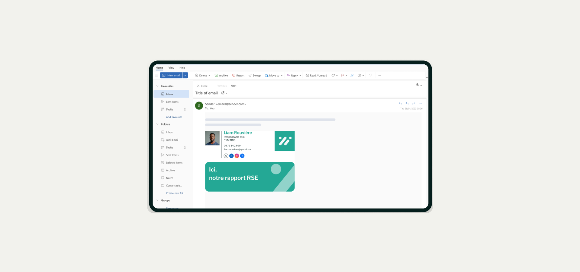 Visuel d’une signature mail ECARD illustrant la sobriété numérique et la communication responsable des entreprises.