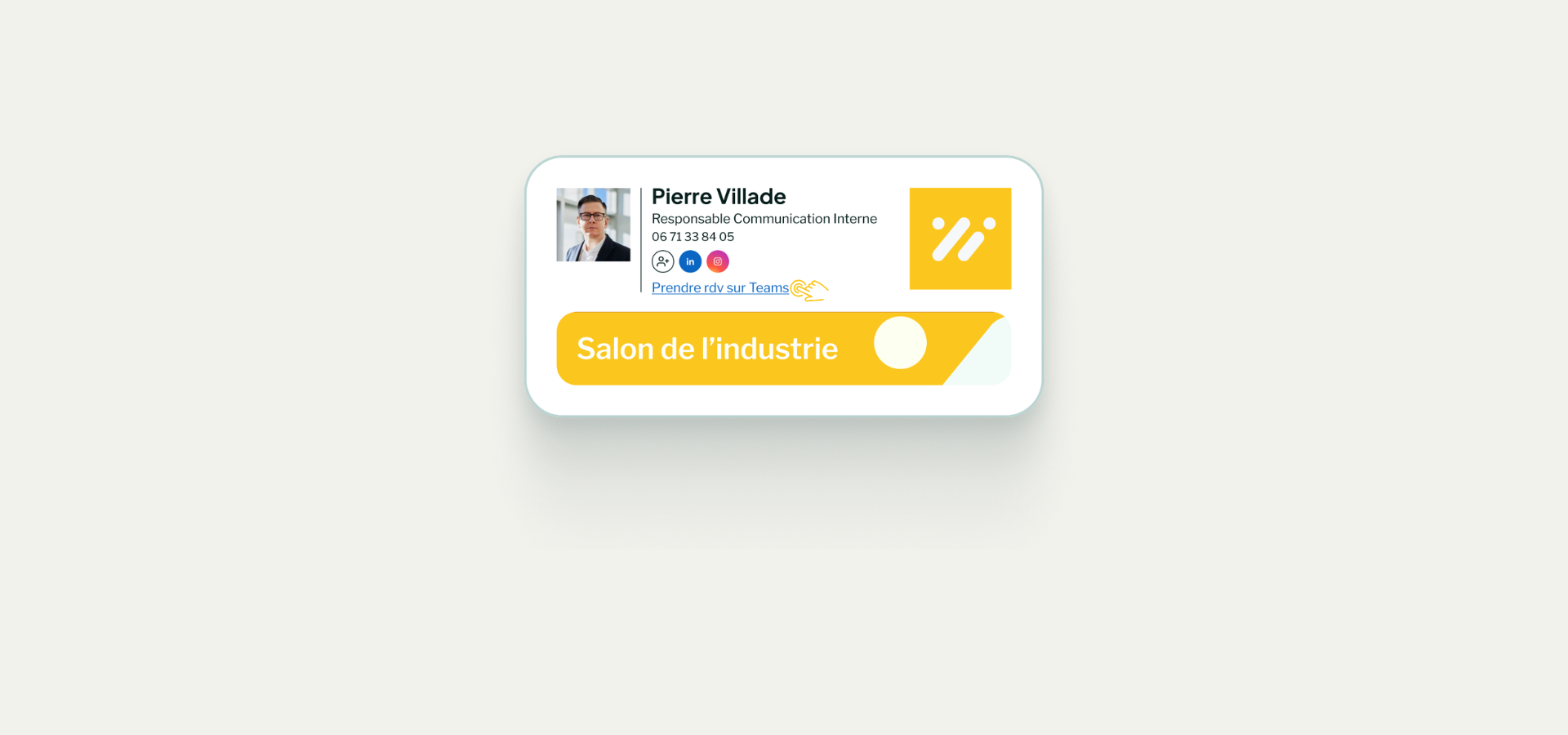 Illustration d’une signature email professionnelle avec un lien cliquable permettant de rediriger vers une page de prise de rendez-vous.