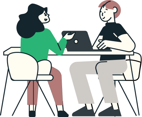 Illustration of a Persone advisor meeting with a business owner