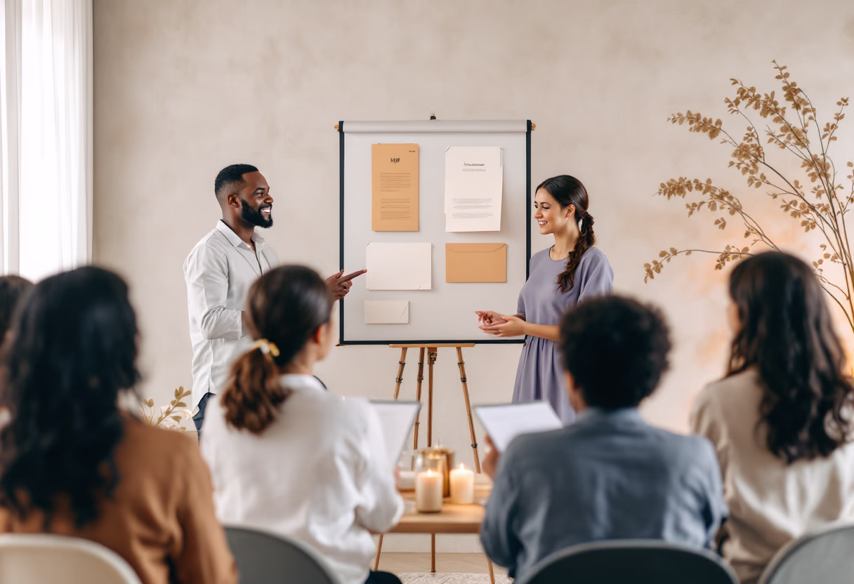 workshop for clients at an insurance company