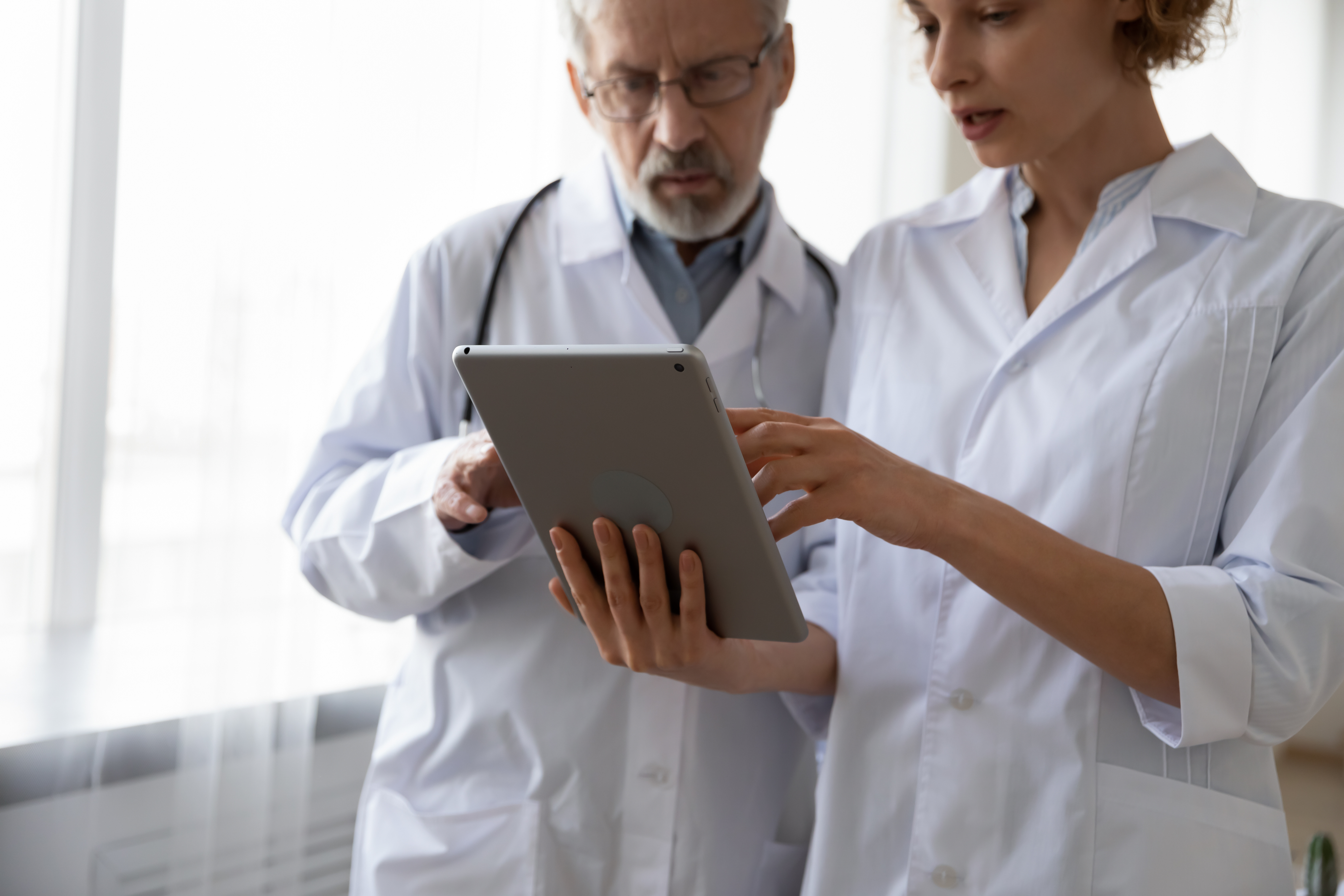 Clinician with a tablet