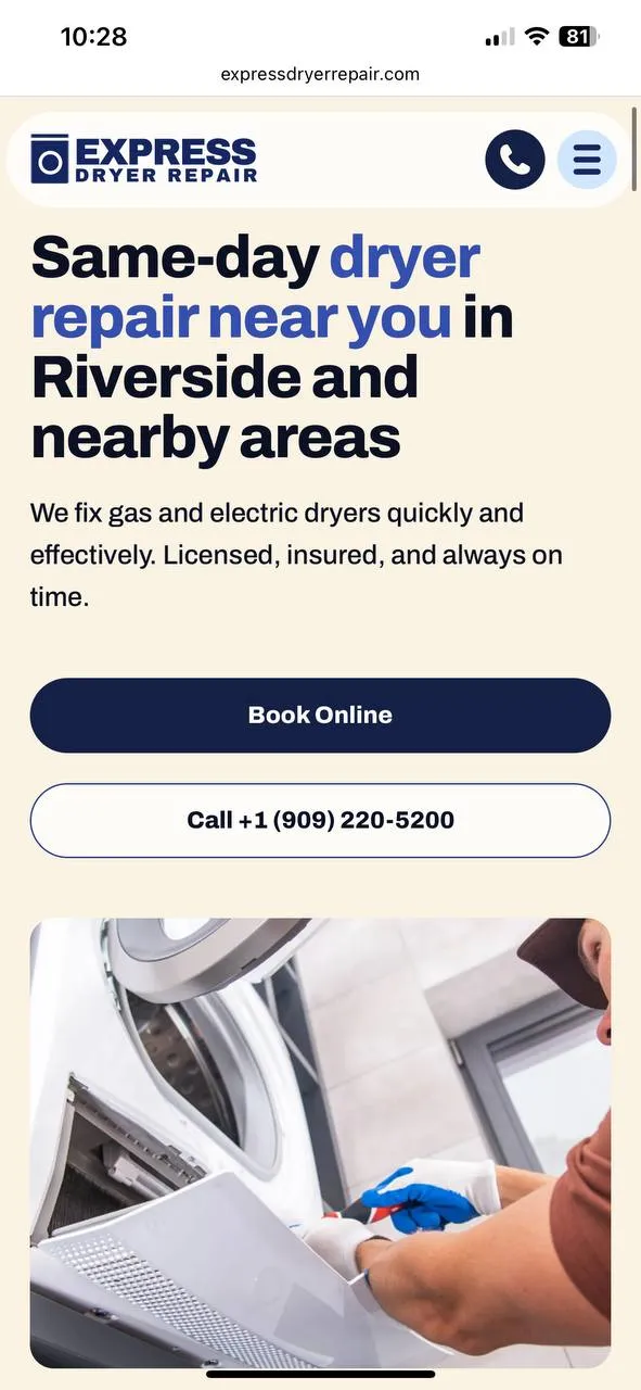 Appliance Website mockup 