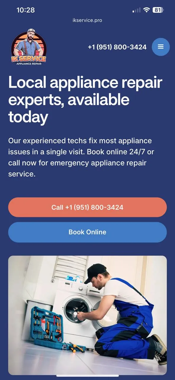 Appliance Website mockup 