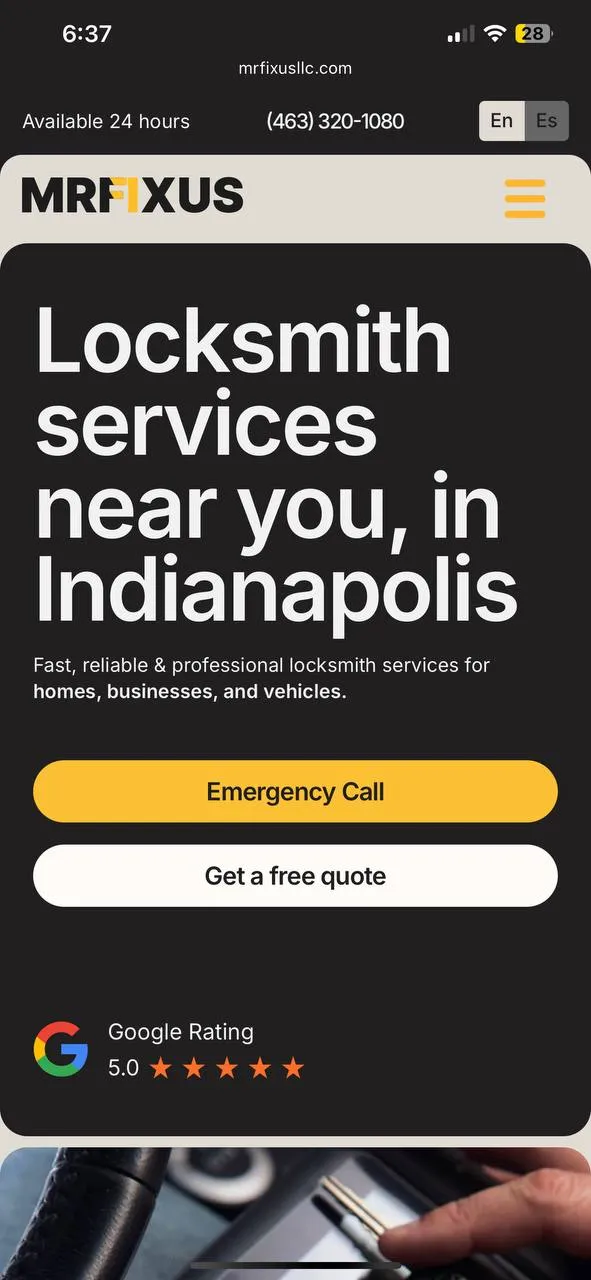 Locksmith Website mockup - mobile