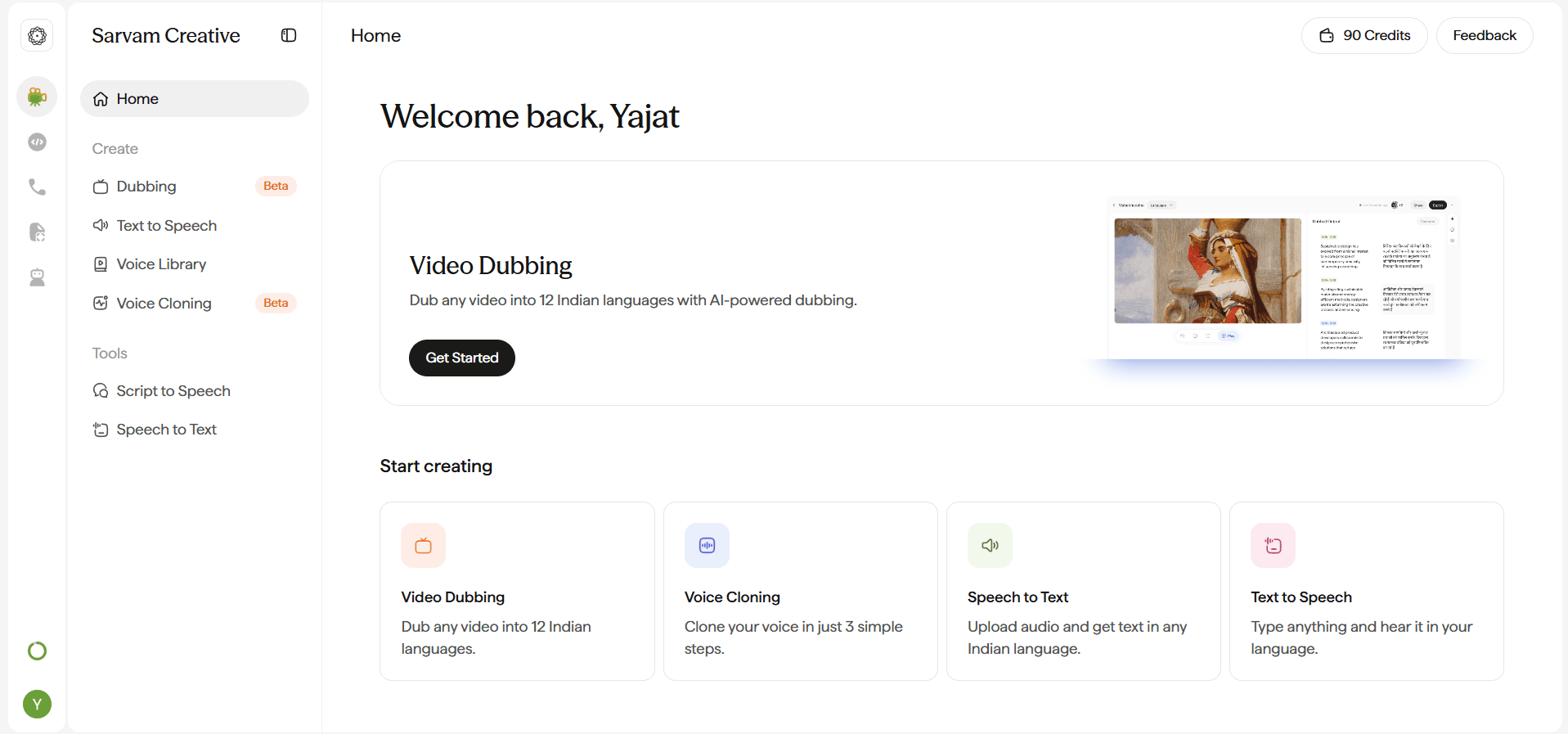 Welcome to Sarvam Studio | Sarvam API Docs