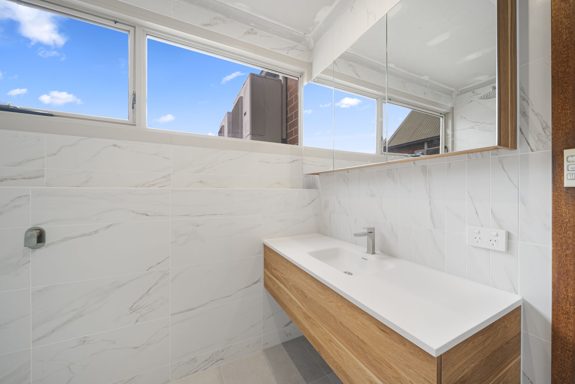 Carrington St, Adelaide, timber vanity under a wide window