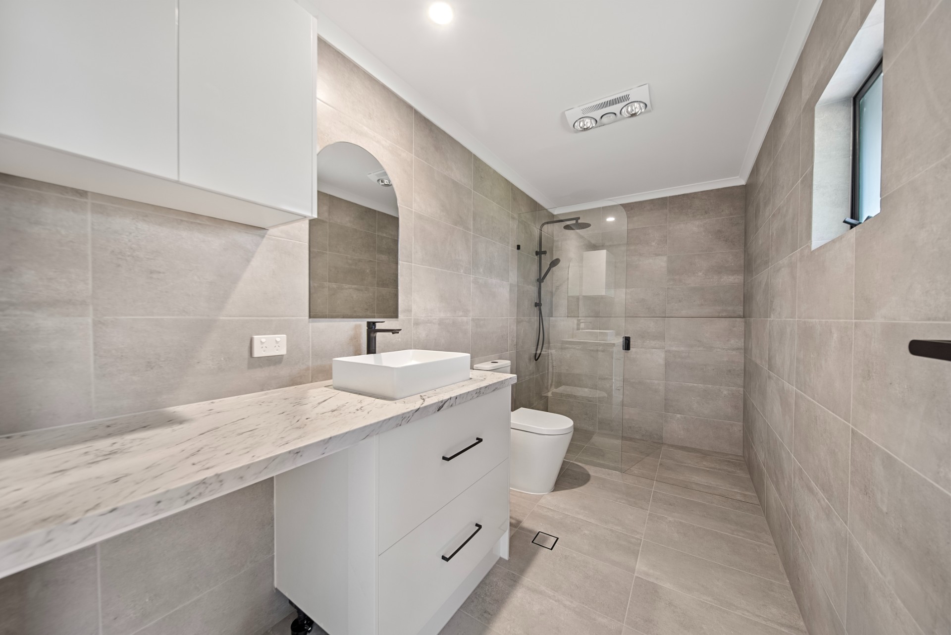 Tap St, Rosewater, bathroom with walk-in shower and floating vanity