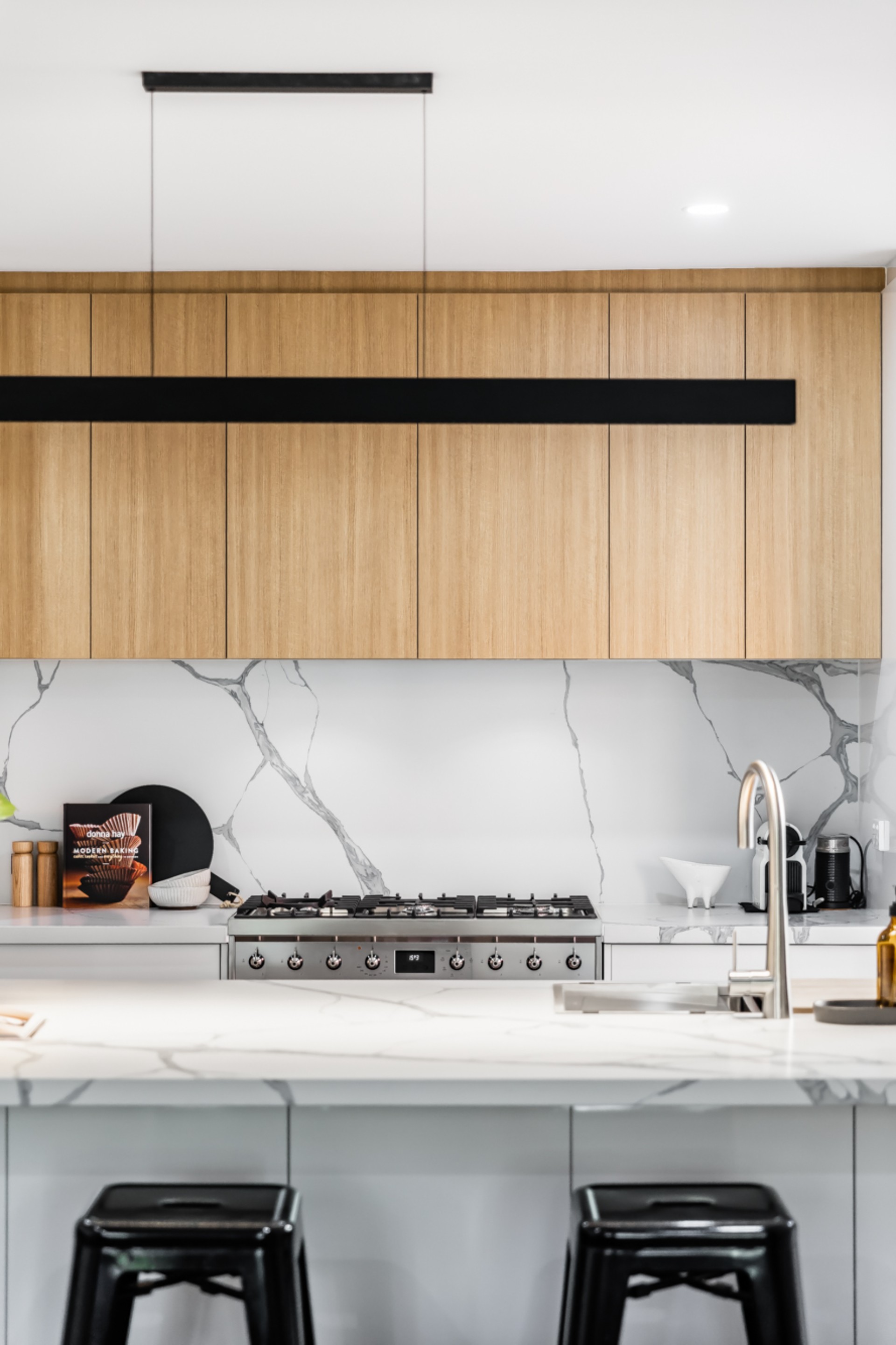 Fisher St, Norwood, kitchen with timber cabinets above freestanding cooker