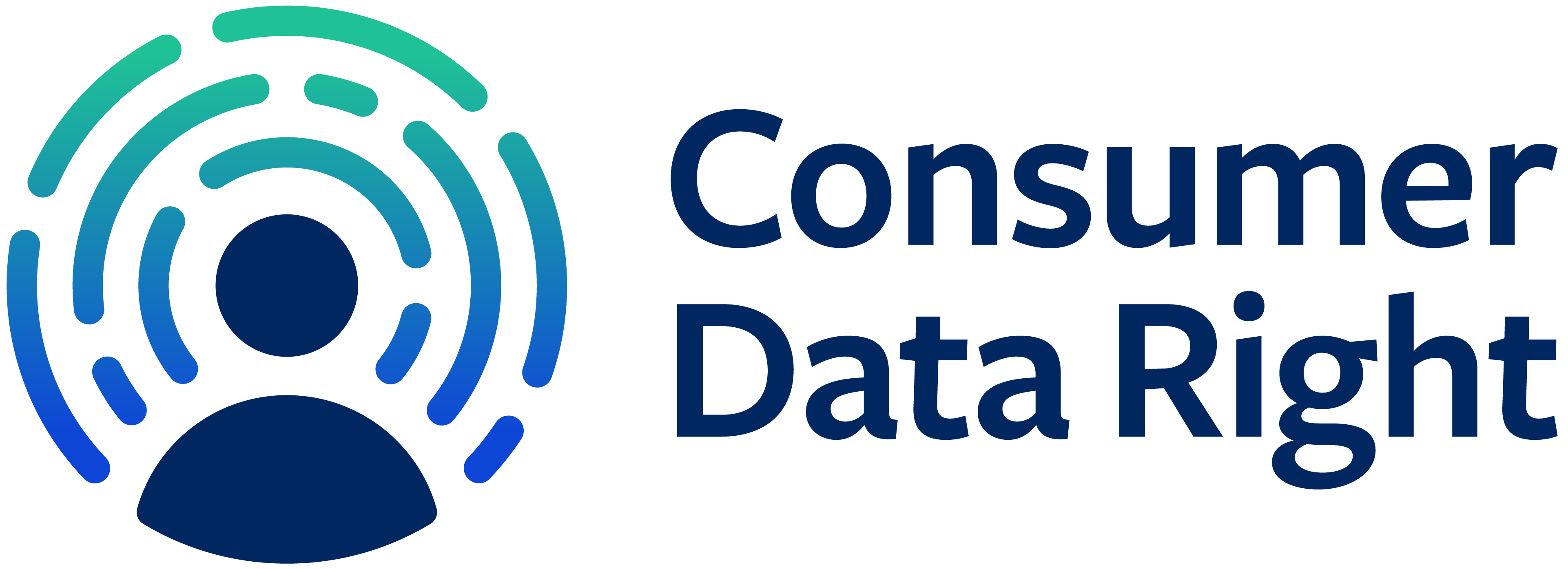 Consumer Data Right logo with a stylized person icon surrounded by blue and green circular arcs.