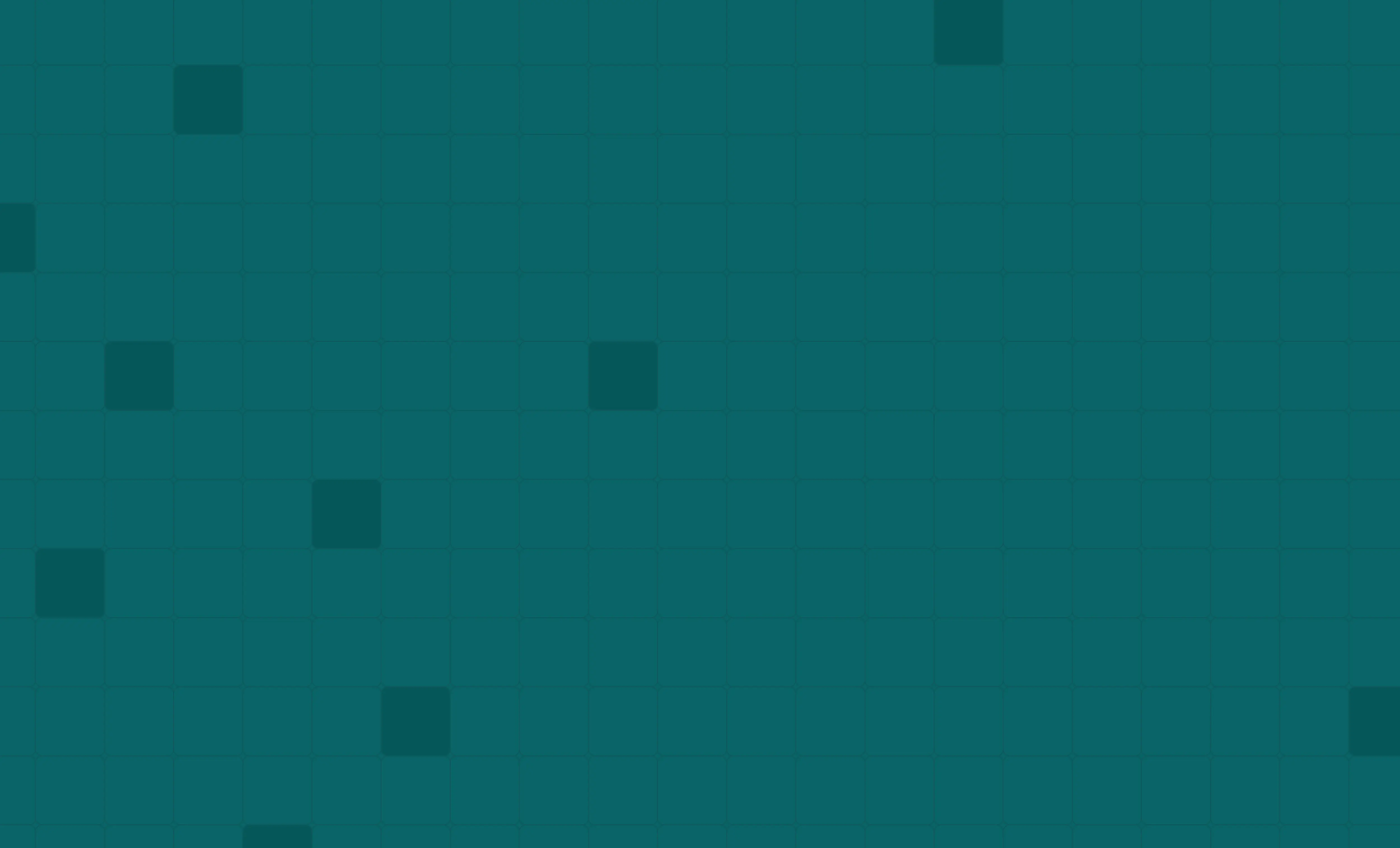 Teal background with a subtle pattern of small and slightly larger squares in varying shades of teal.
