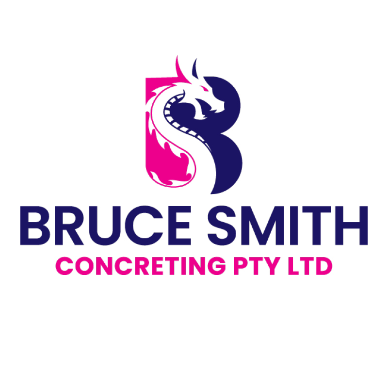 Logo with a stylised dragon forming the shape of a letter B above the text Bruce Smith Concreting Pty Ltd.