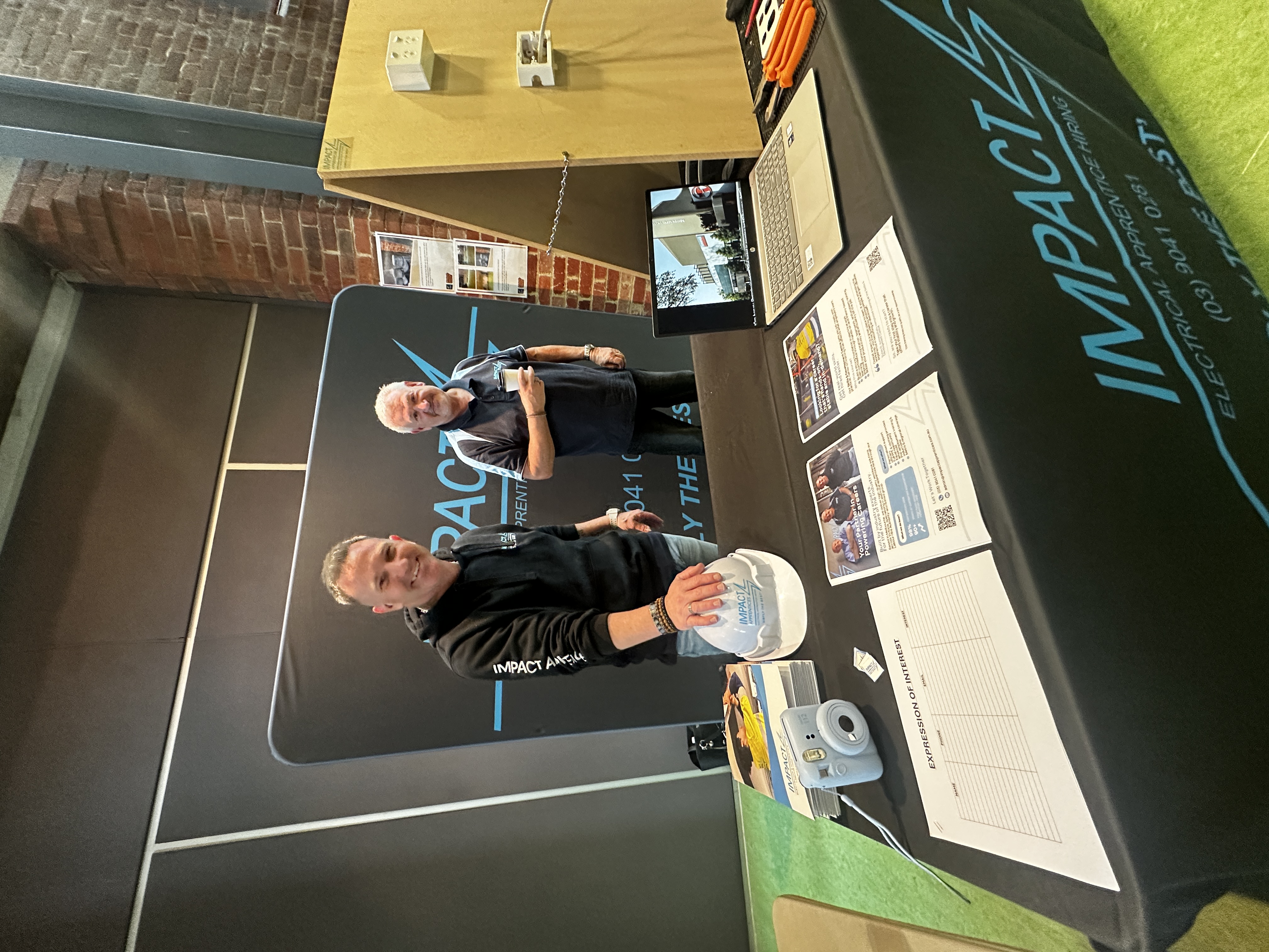 Ryan McKay and Ian Theobald behind our table at the Career Expo 2025 hosted by Youth Projects and Brimbank Council