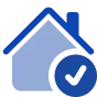 A blue house icon with a checkmark in a circle represents selling your house as-is.
