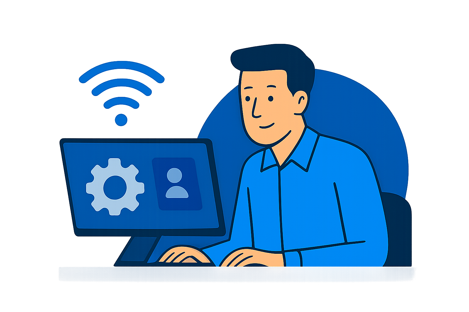 Aeroconnect IT specialist at desk managing cloud services and network systems in Australia