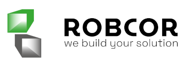 Het logo van ROBCOR modulaire units met als slogan: wij bouwen jouw oplossing
