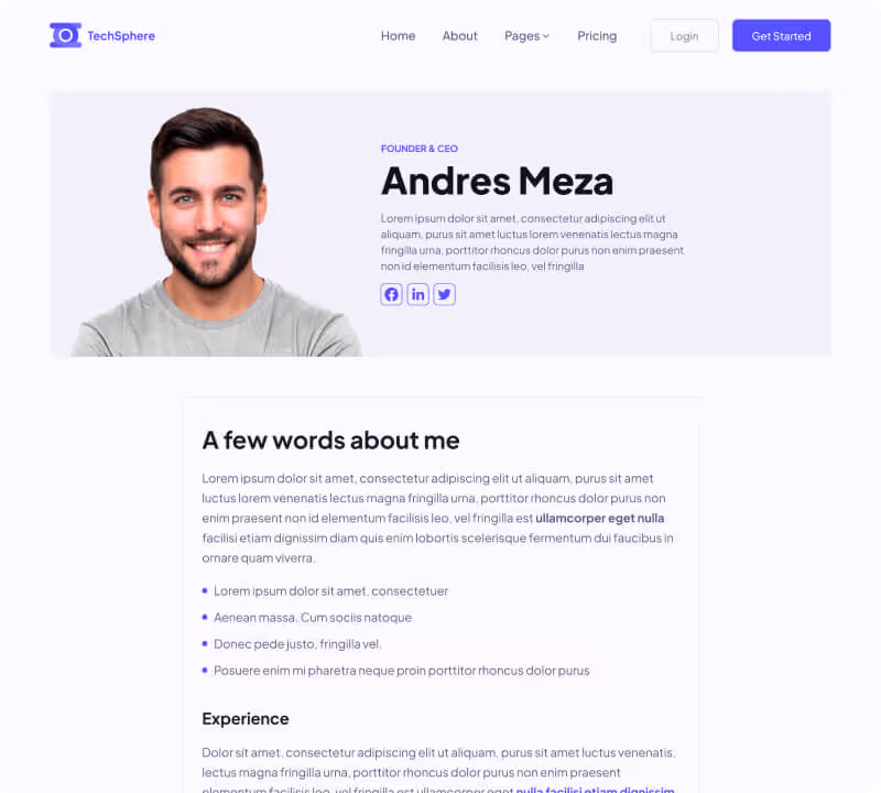 Sales Hero Page Team Member